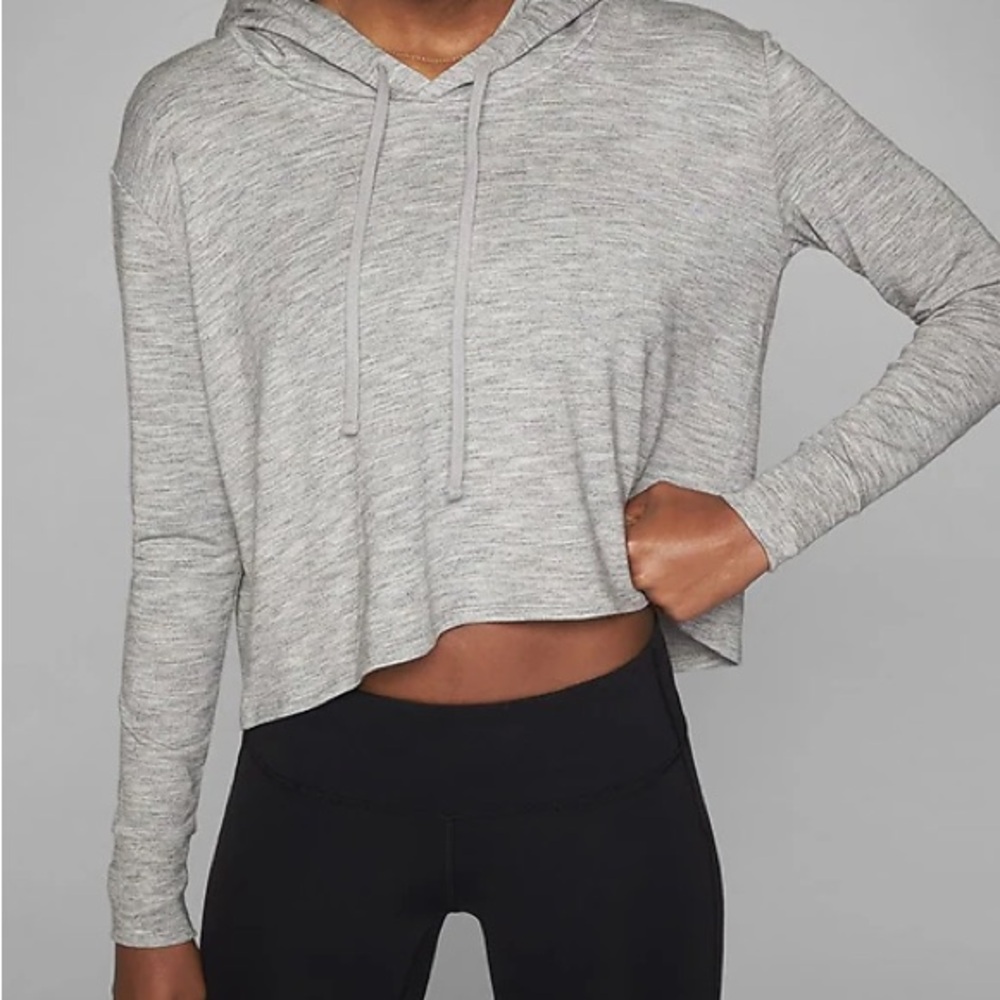 Athleta Heather Gray Cropped Hoodie